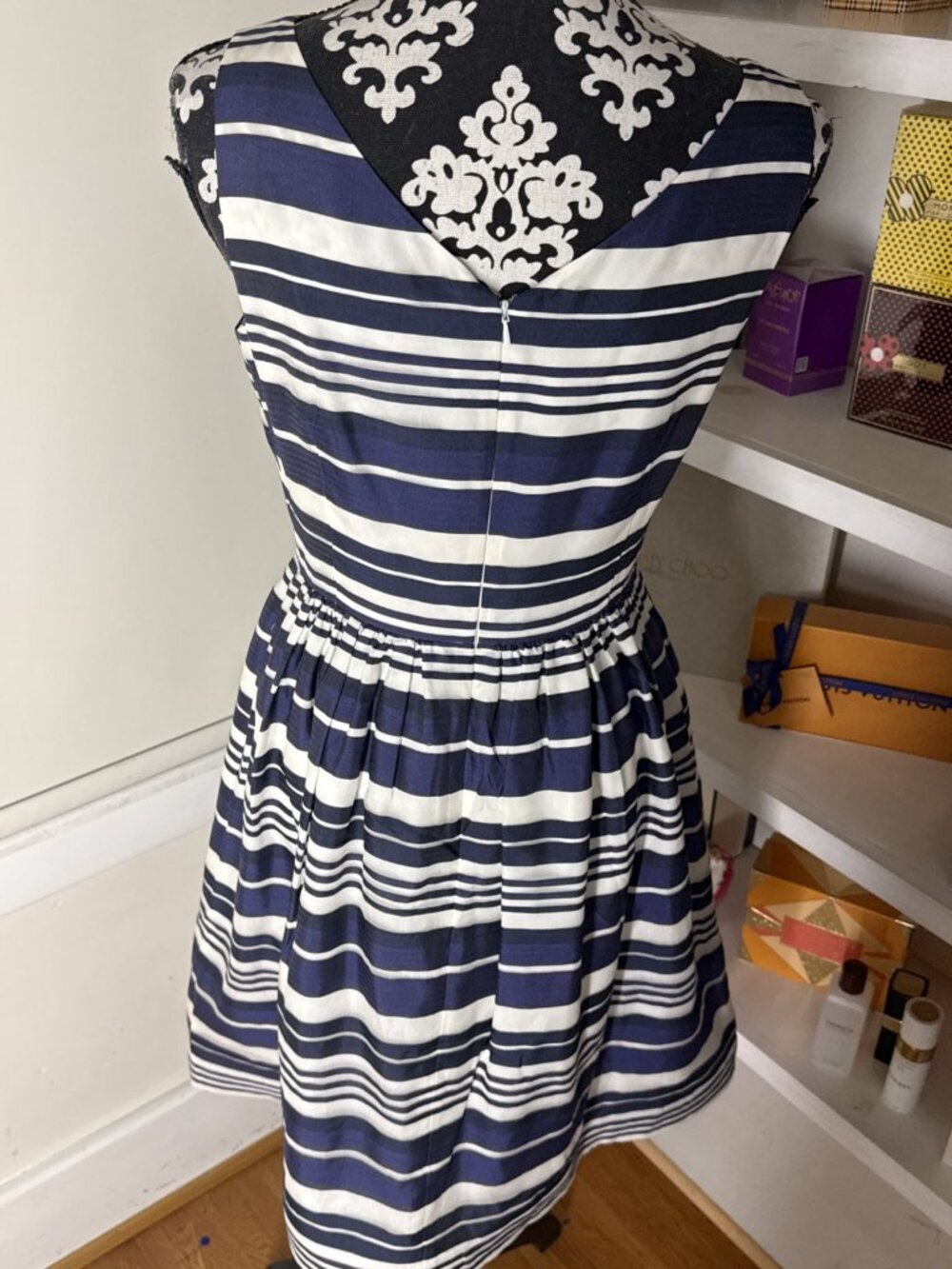 Lilly Pulitzer Dress Women's 4 Blue 100% Silk Sleeveless Striped Sleeveless - Picture 5 of 15